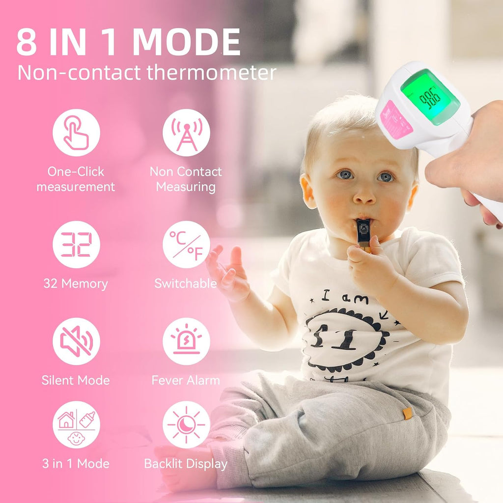 Snomd Non-Contact Infrared Forehead Thermometer for Adults, Kids & Baby, 3-in-1 No-Touch Digital Fever Temperature