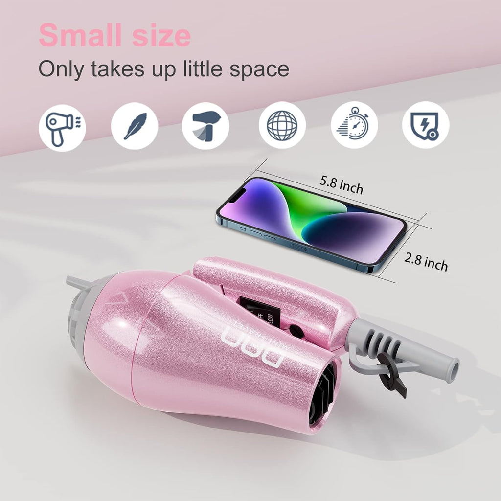 Hair Styling Set, Including Travel Hair Dryer, Mini Flat Iron, and Travel Curling Iron with European Plug, Dual