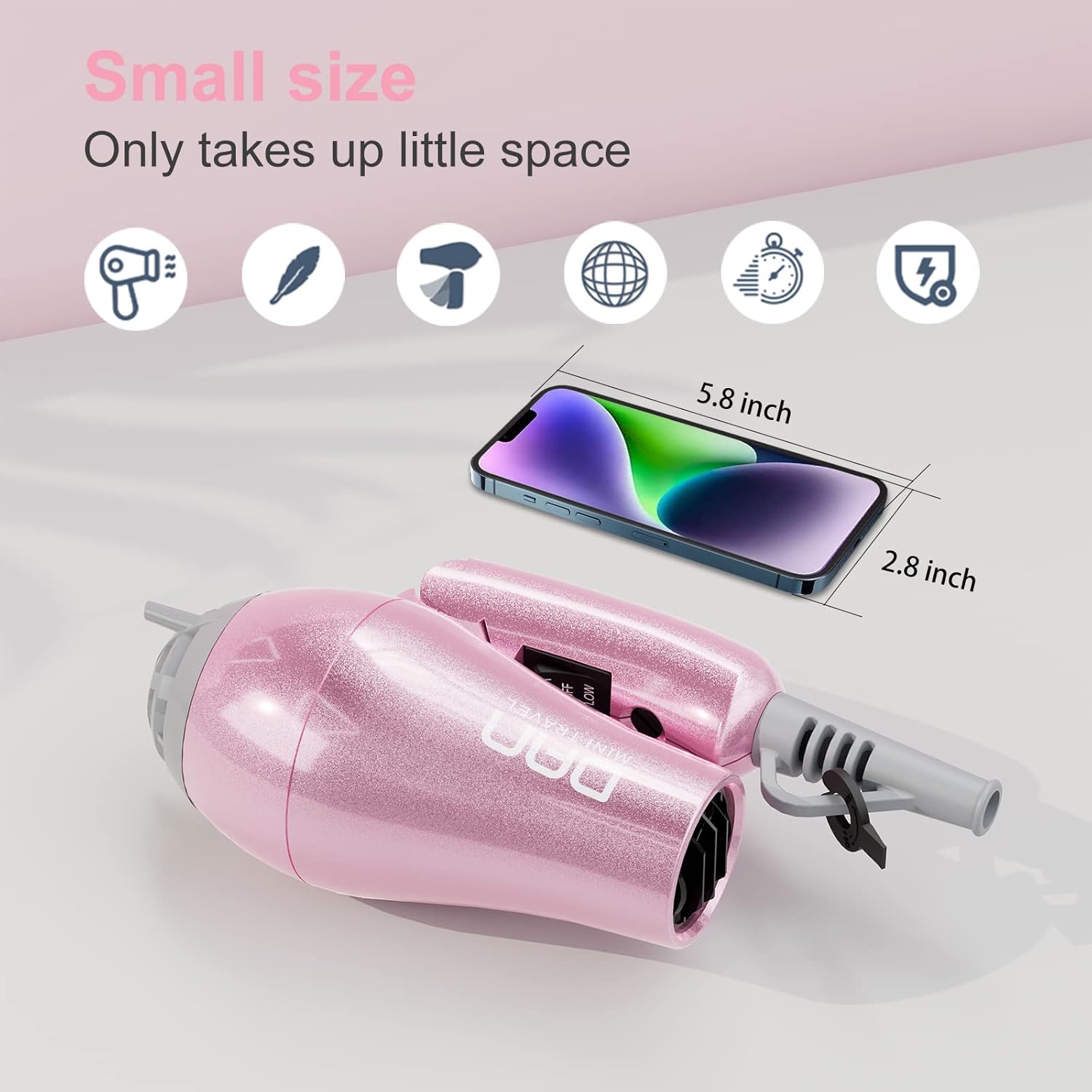 Hair Styling Set, Including Travel Hair Dryer, Mini Flat Iron, and Travel Curling Iron with European Plug, Dual