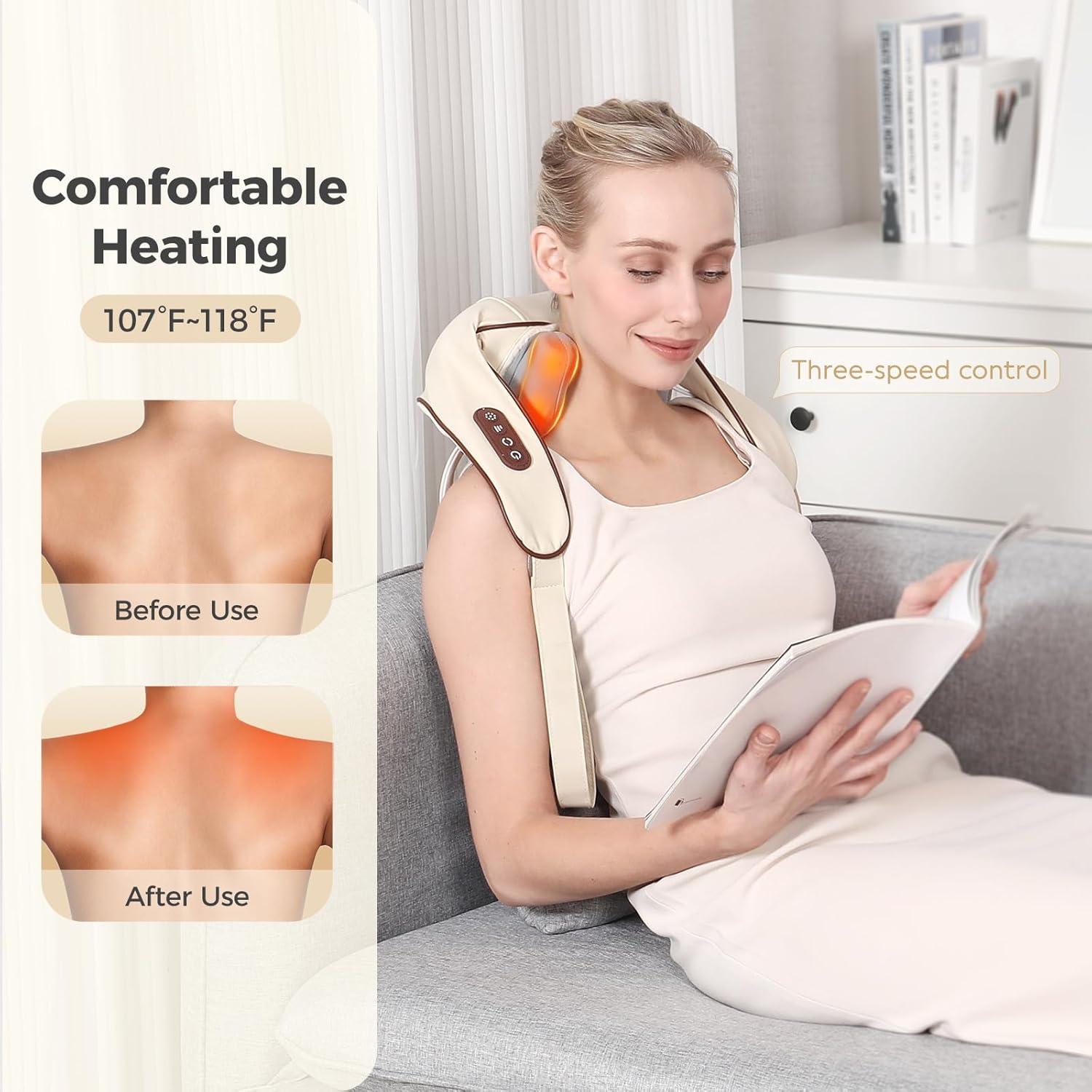 4D Deep Cordless Neck Massager Pillow,Shiatsu Shoulder Massager,Leg and Back Pain Relief Tissue Kneading,Gifts for