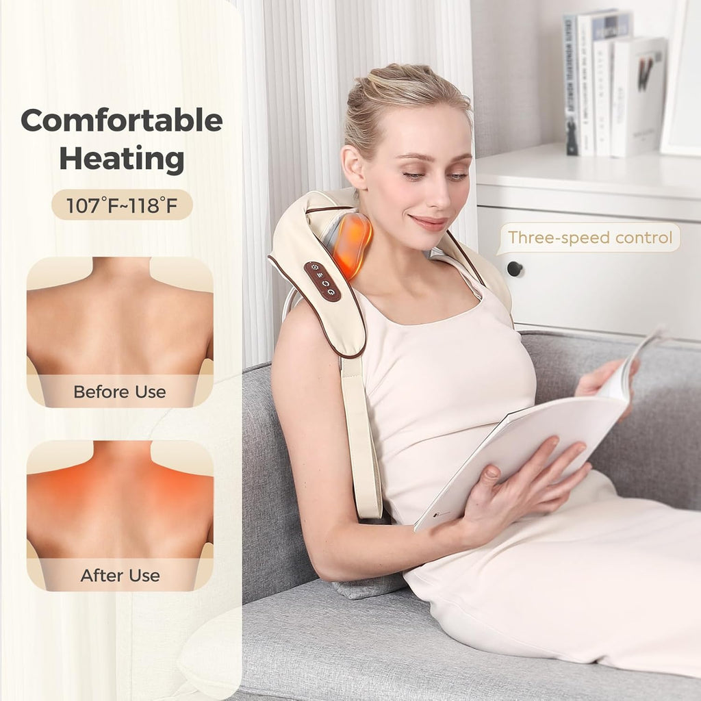 4D Deep Cordless Neck Massager Pillow,Shiatsu Shoulder Massager,Leg and Back Pain Relief Tissue Kneading,Gifts for