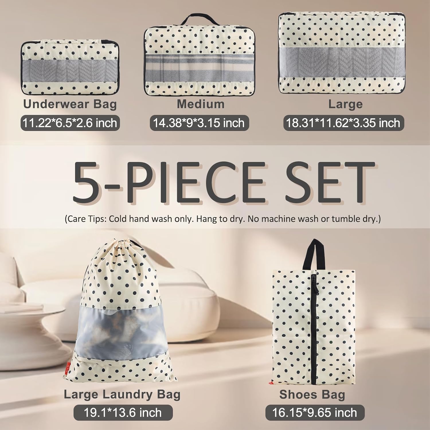 5 Set Packing Cubes for Travel Essentials Ultralight Luggage Packing Organizers with Laundry Bag and Shoe Bag for