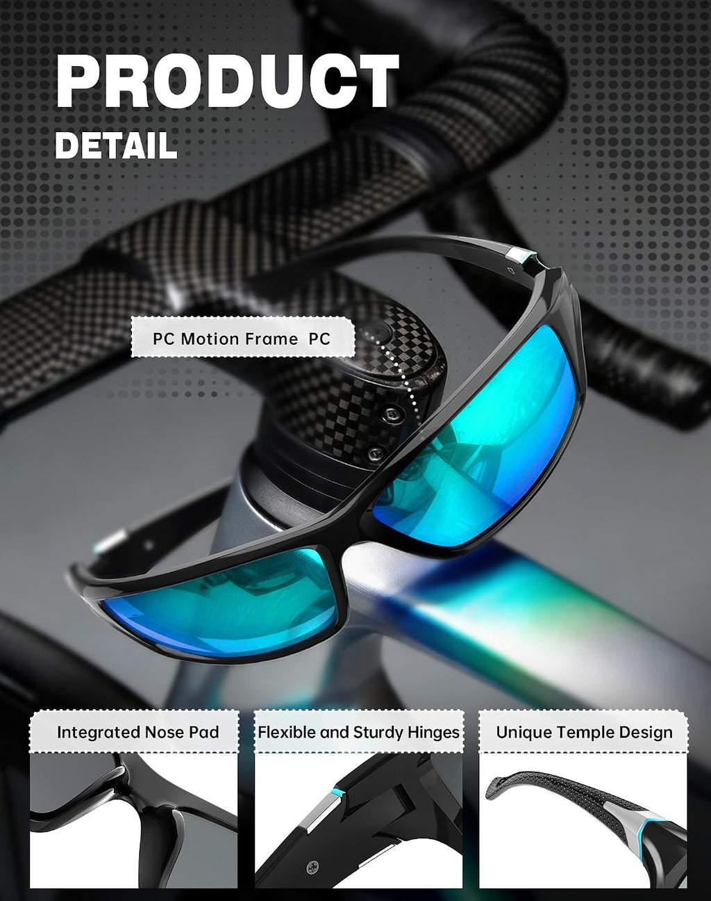 Sports Sunglasses for Men, Polarized Sunglasses Men with UV Protection for Running Cycling Fishing