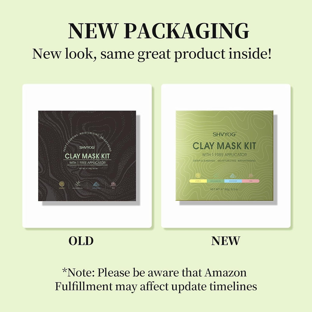 4Pcs Face Mask Set - Turmeric Clay Mask, Vitamin C, Green Tea, Rose, Dead Sea Mud Mask, Skin Care Mask for Deep