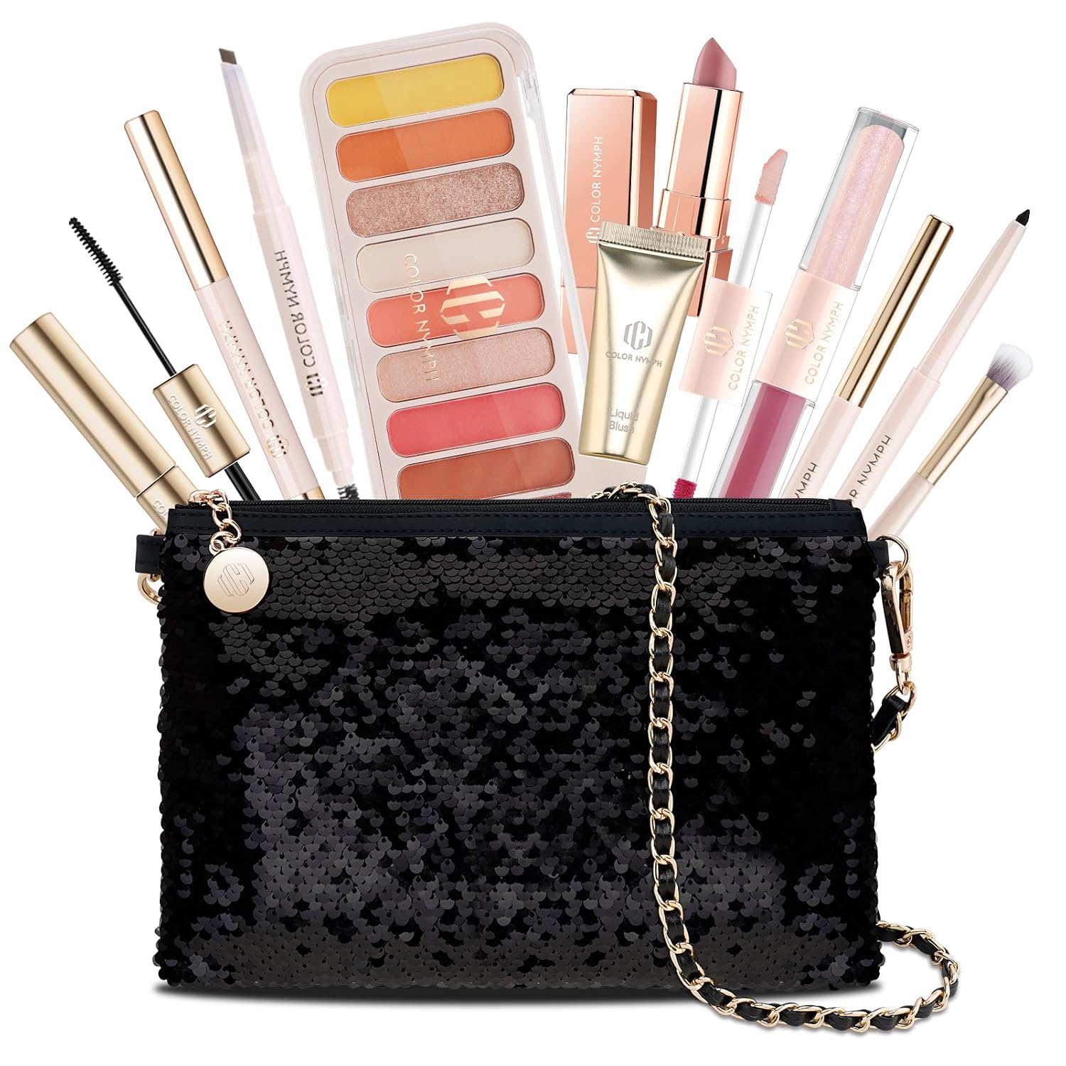 Makeup Kit For Girls, Women Make Up All In One Makeup Set For Starter With Sequin Bag, 9 Colors Eyeshadow Palette