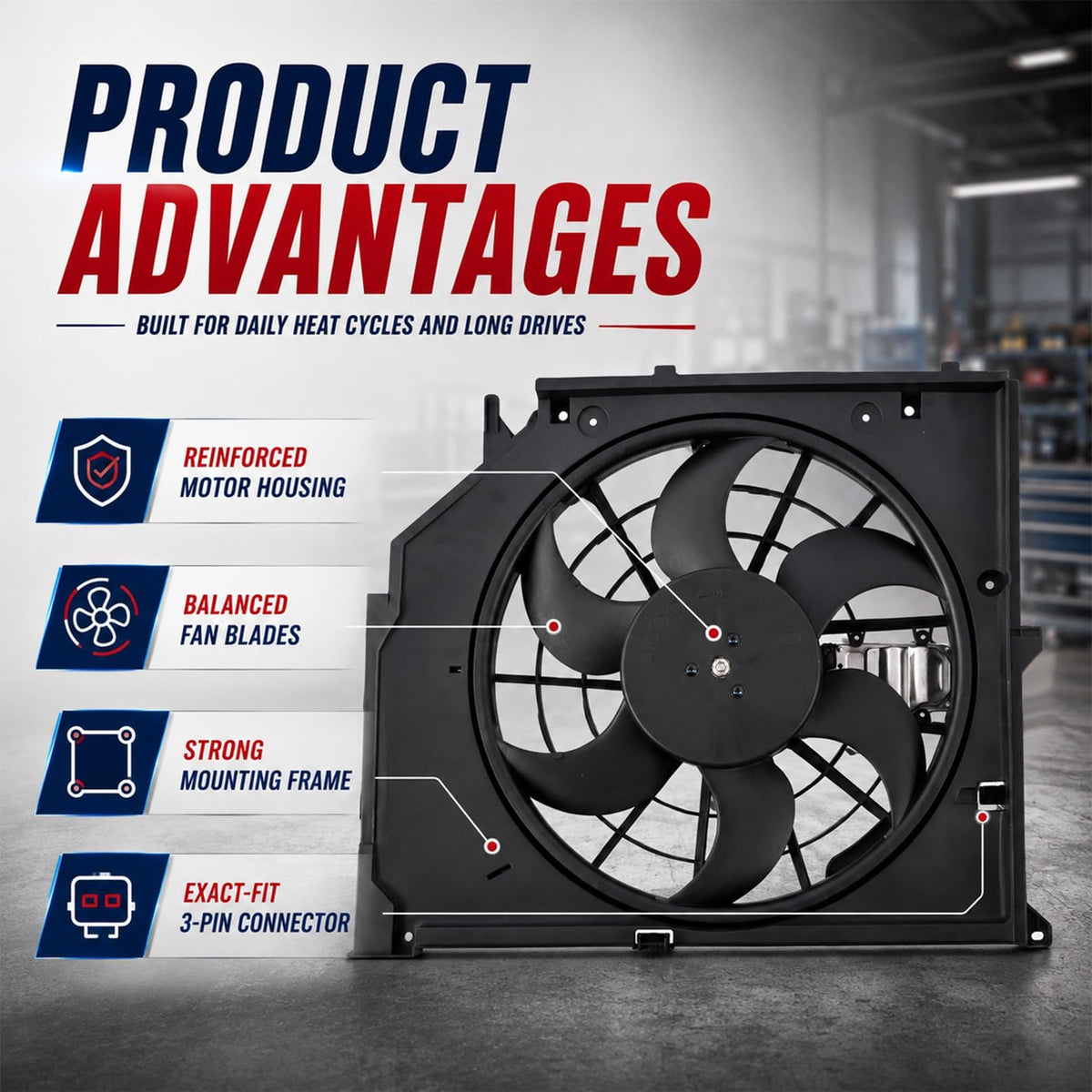 Assembroverse Radiator Cooling Fan Assembly Compatible with 320i 323Ci