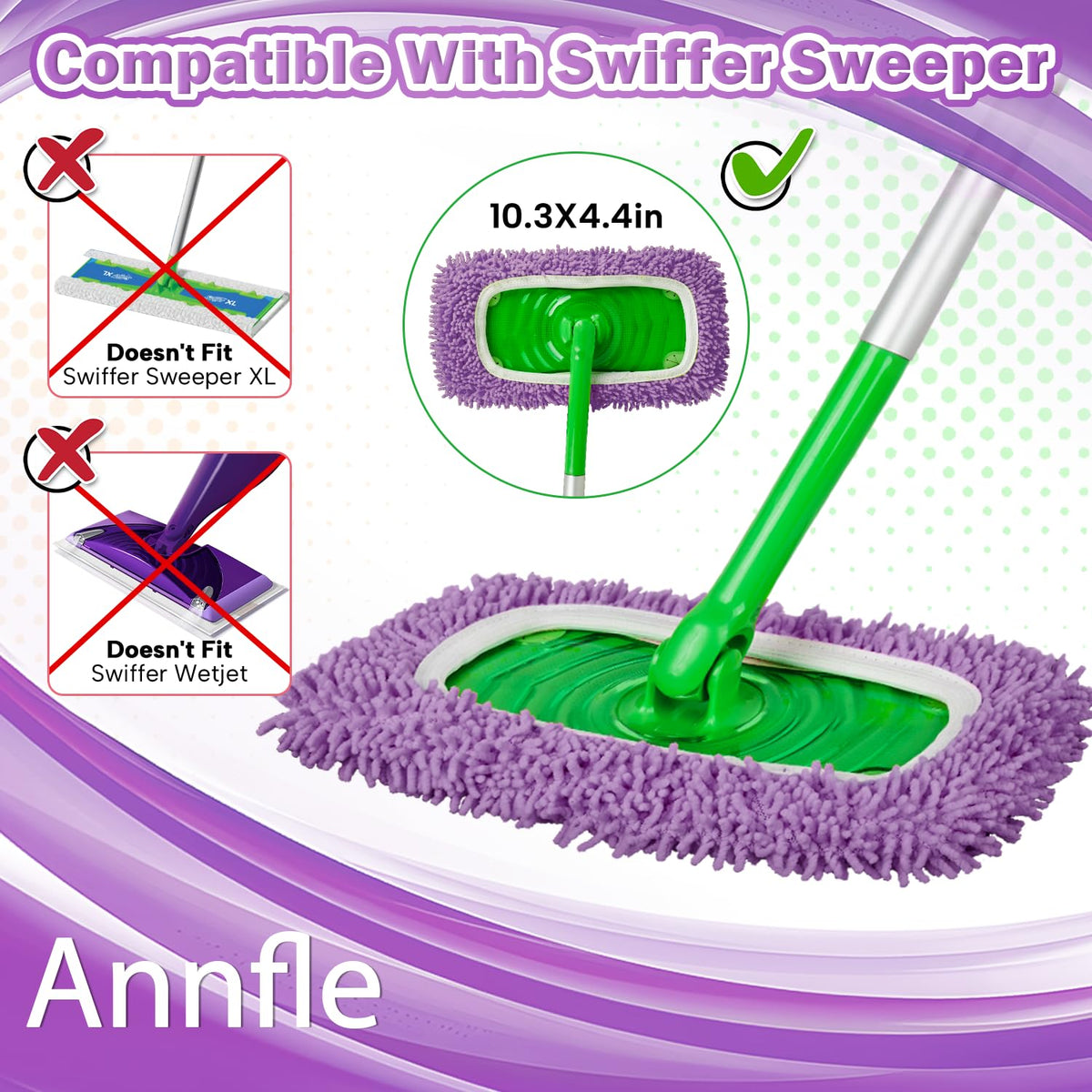 6 Pack Reusable Microfiber Mop Pads for Swiffer Sweeper Mop