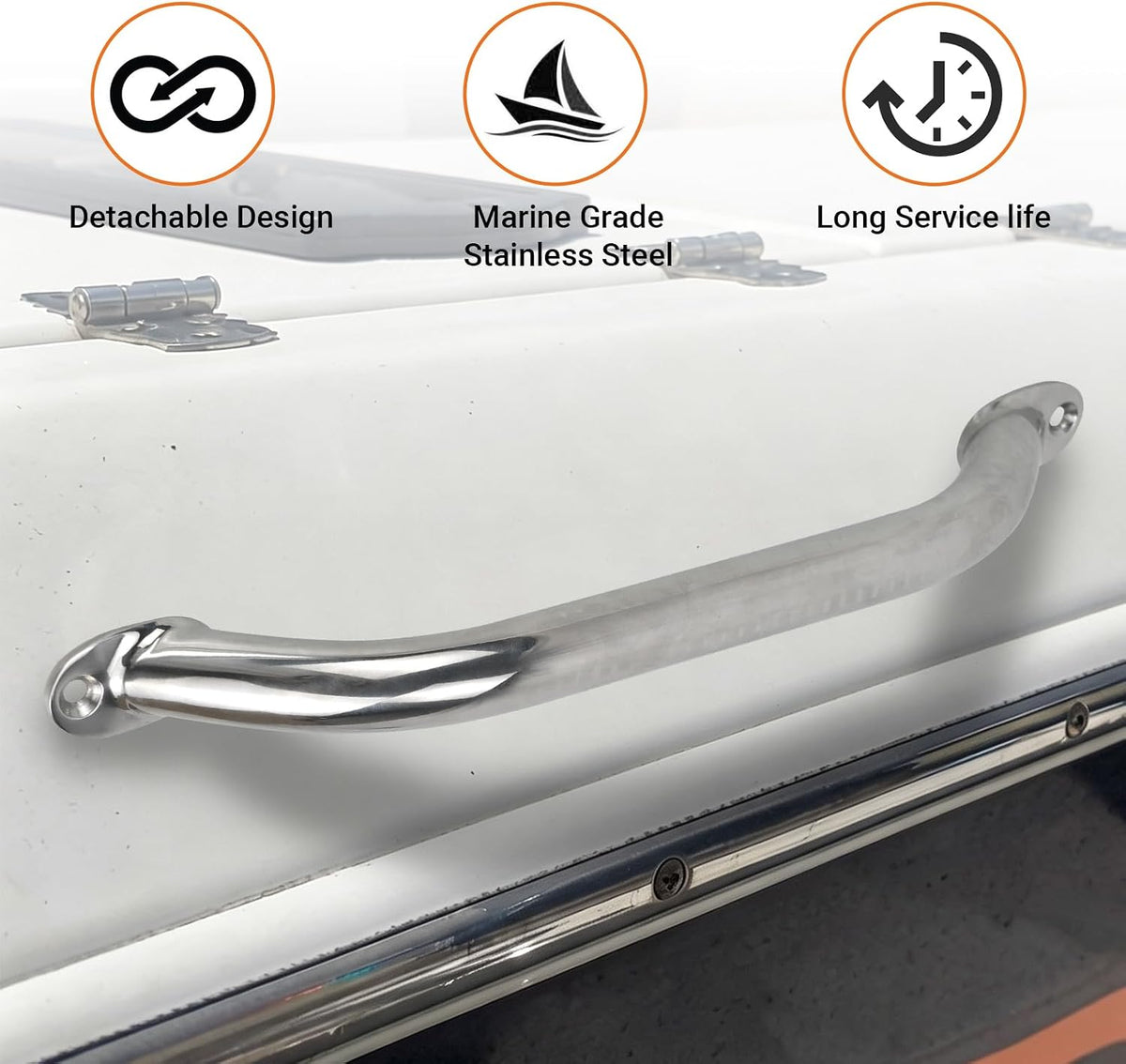 Boat Grab Handle 12" 316 Stainless Handrail 14" Hole to Hole
