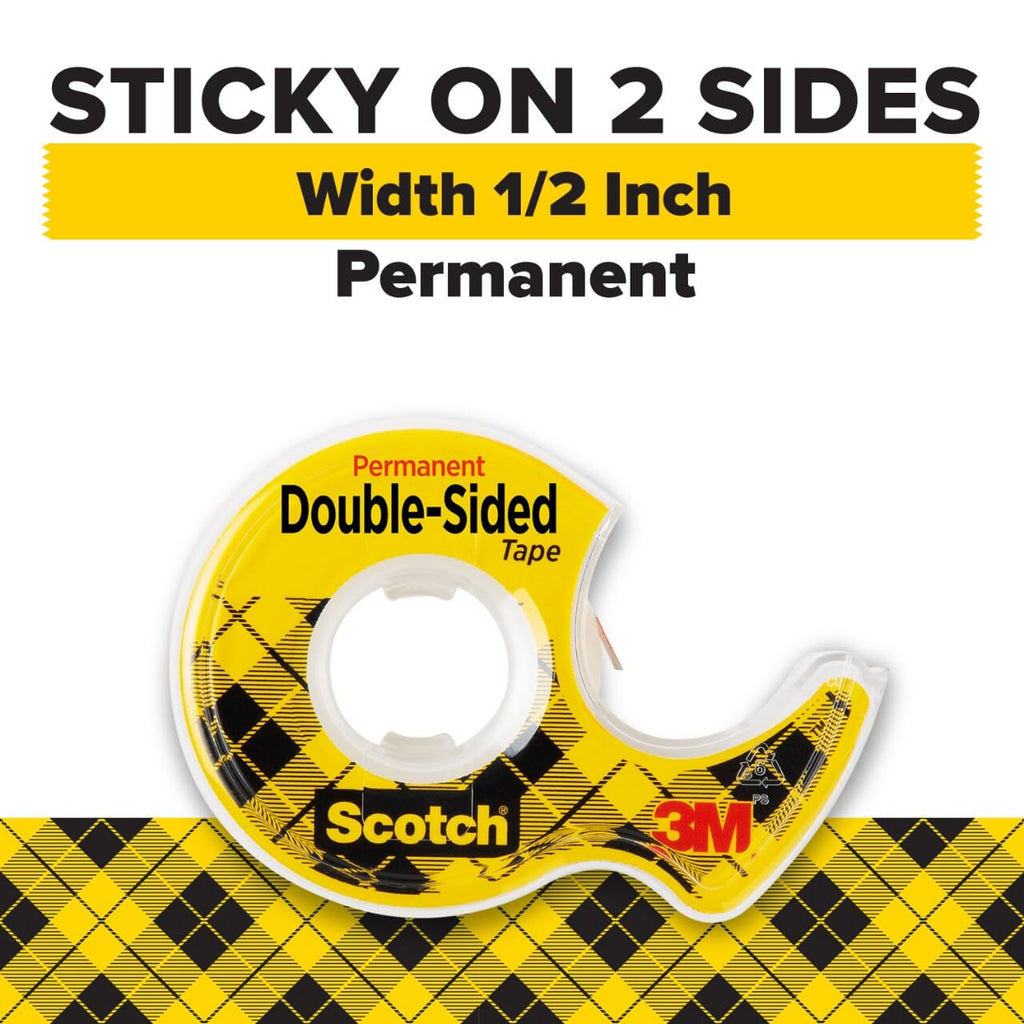 Double Sided Tape with Tape Dispenser, 0.5 in. x 400 in.
