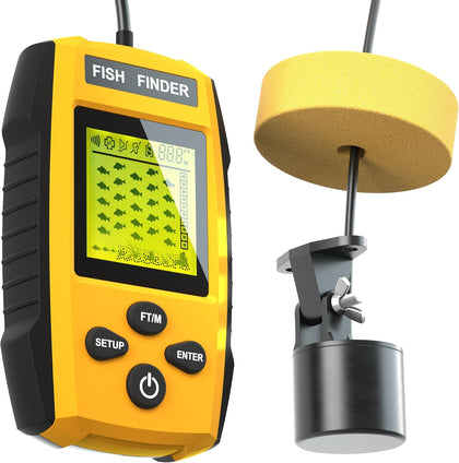 Portable Sonar Alarm Fish Finder with Sonar Transducer and LCD Display