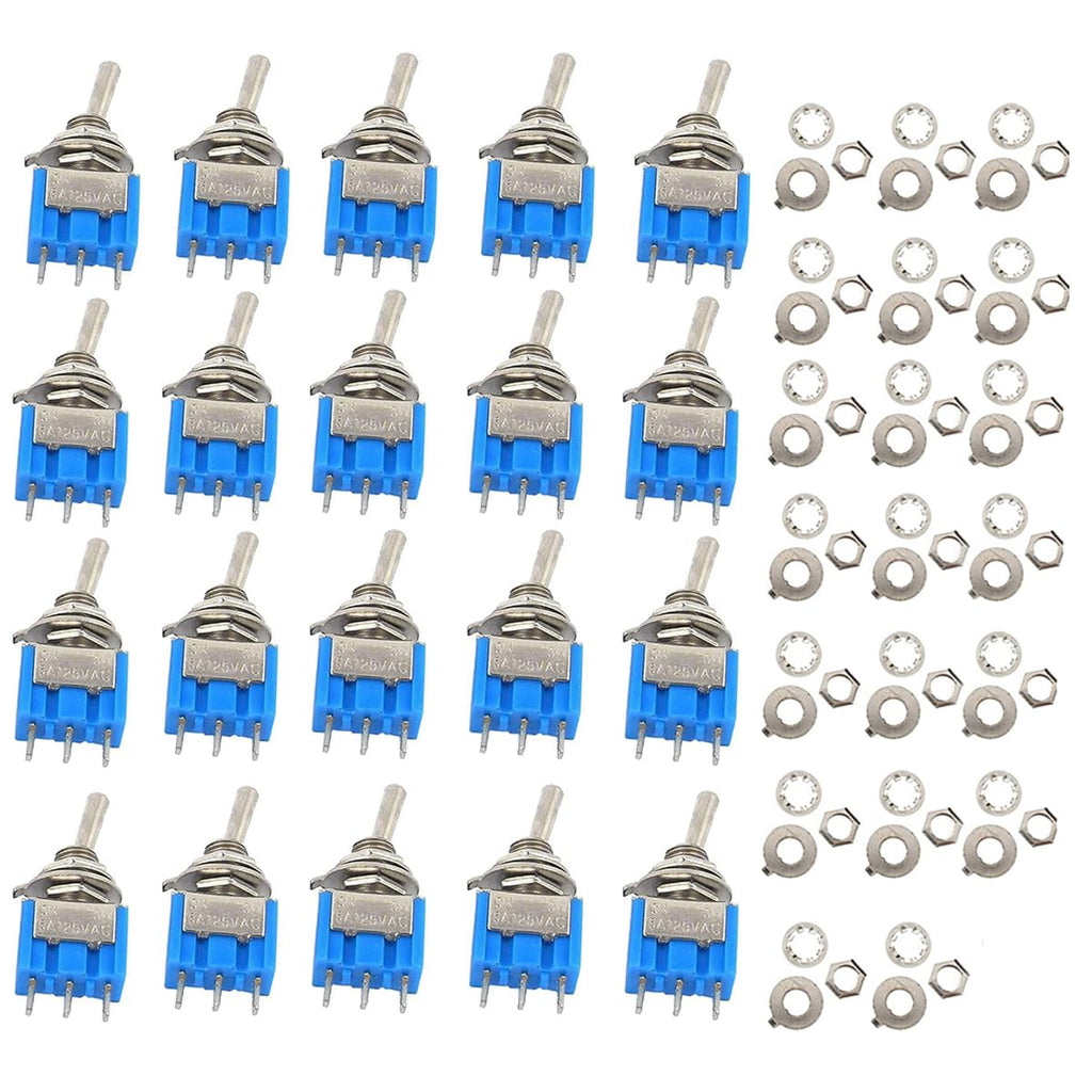 20PCS Mini Single Toggle Switch MTS-102 SPDT AC 125V 6A / 250V 3A ON-ON 3 Pins 2 Position MTS102 for Electronic Products