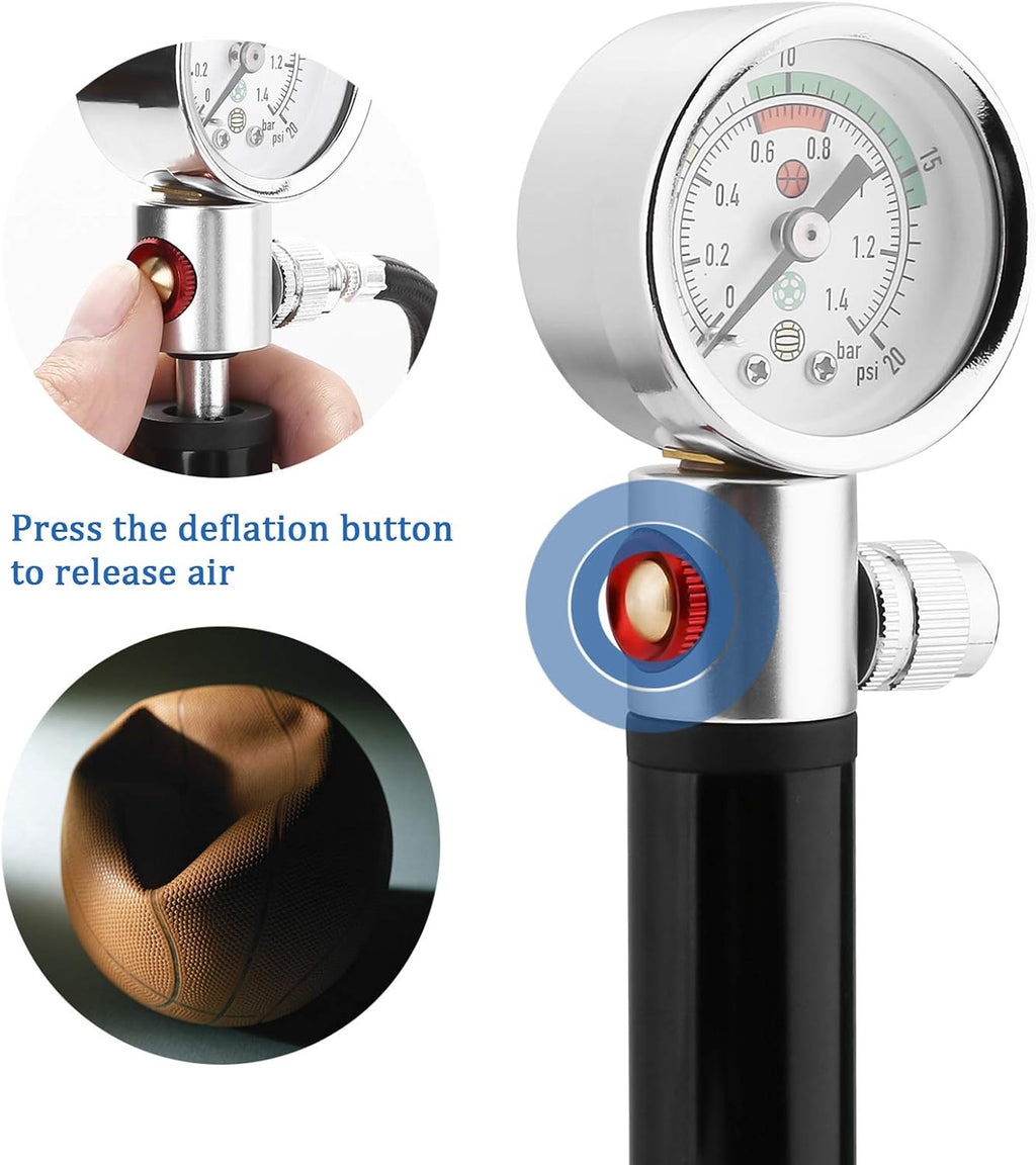Ball Pump with Pressure Gauge, eBall Sports Ball Air Pump with Inflation Needles & Pressure Release Valve for