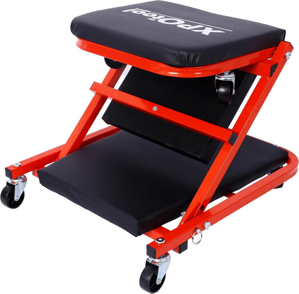 36"×16.7‘’Foldable Mechanic Creeper 2 in 1 Rolling Z Creeper Seat with Padded Headrest, Seat, 300 lbs Capacity
