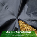 Black Plastic Sheeting 6 mil - Polyethylene Vapor Barrier Plastic Sheeting, Black Painters Tarp, Roll of Heavy Duty