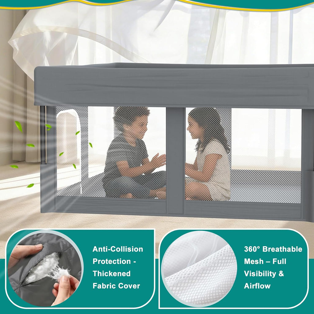 Foldable Baby Playpen, 48"×48" Play Yard for Toddlers, Portable & Collapsible Playpen with Gate, ASTM & CPSC