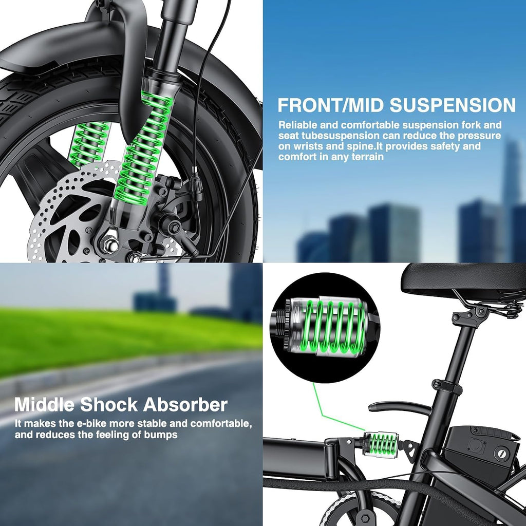 Electric Bike for Adults, 1200W Peak Motor Commuter Ebike, 20-28MPH Speed, 32 Miles Range, Removable Waterproof
