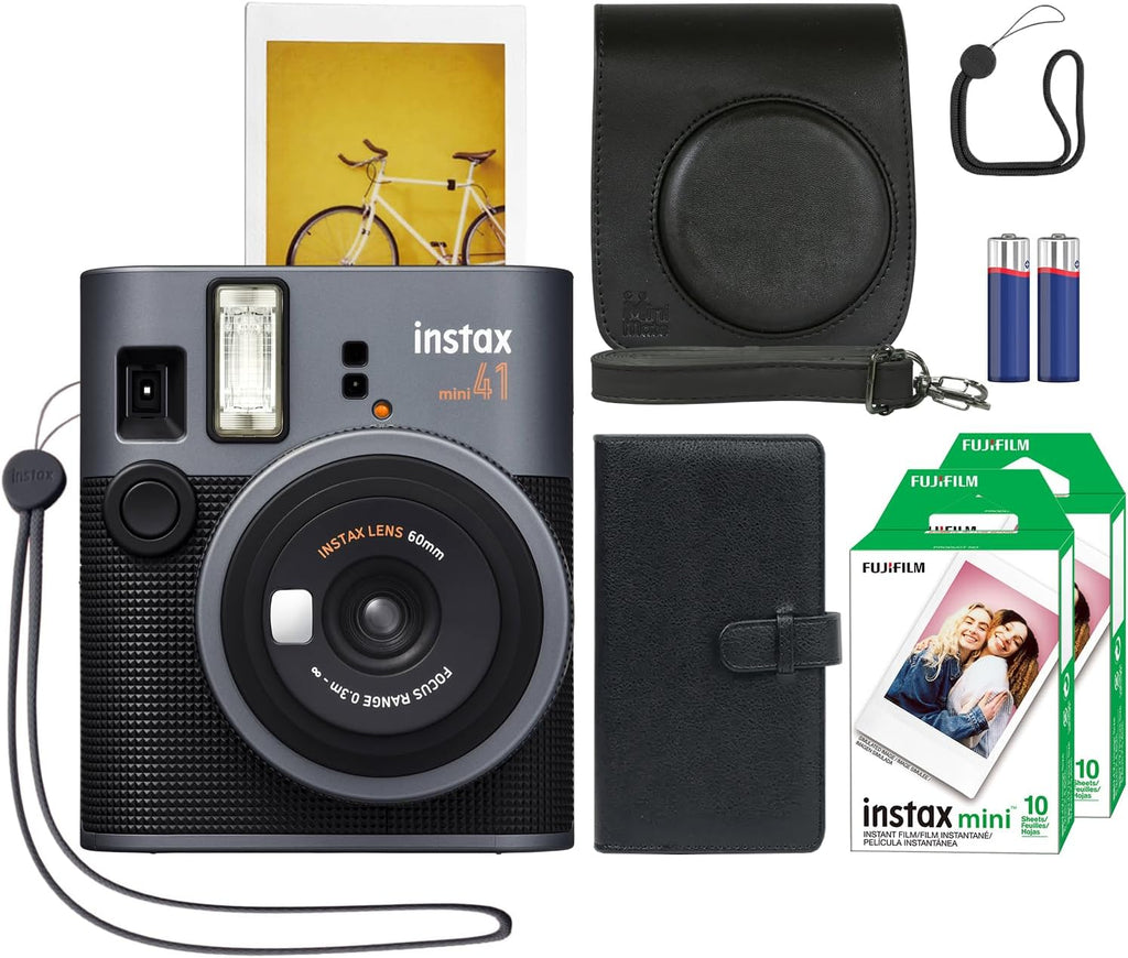Instax Mini 41 Instant Film Camera Black + 20 Instax Instant Film Prints Bundle
