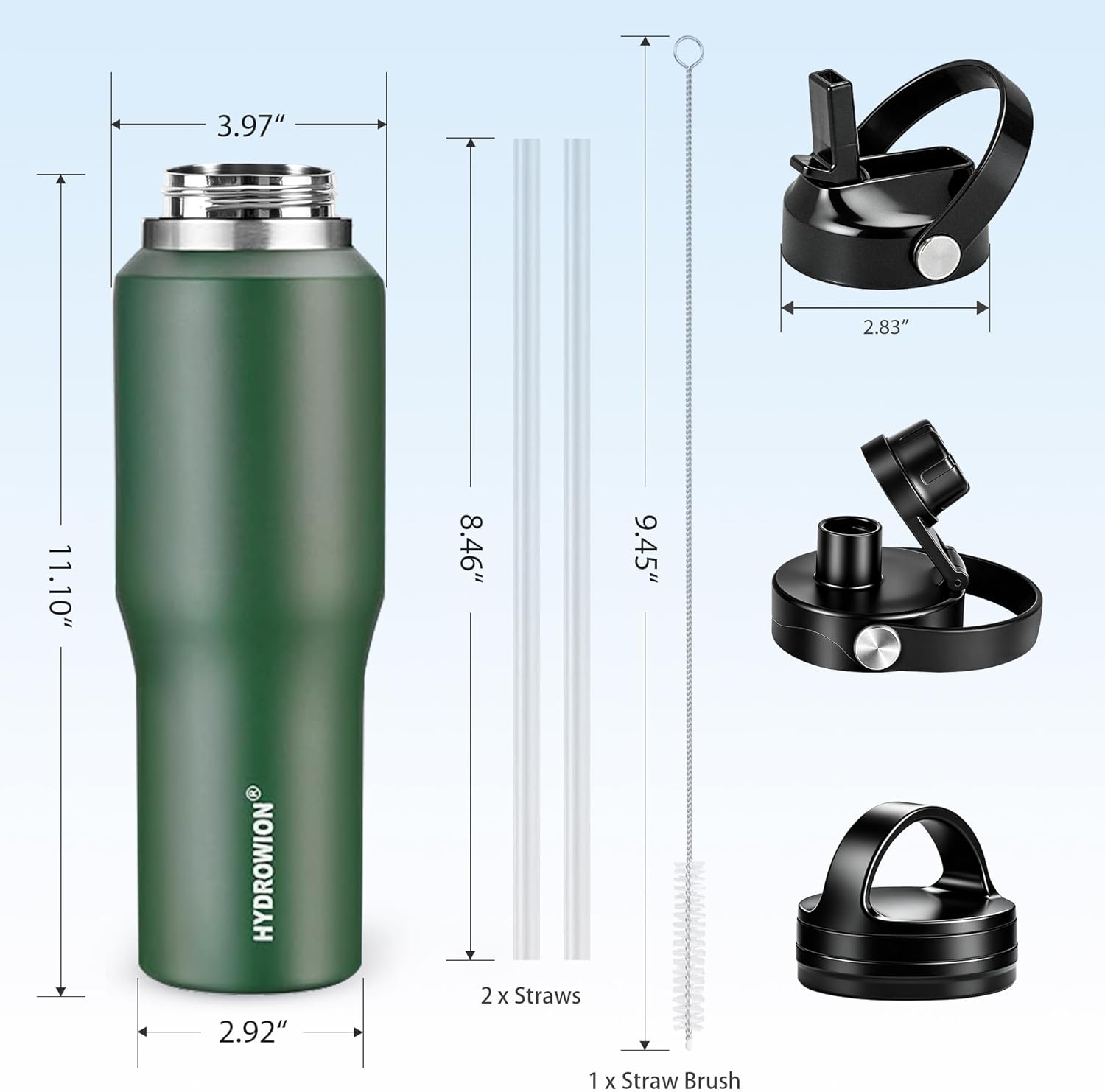 40 oz Insulated Water Bottle with Straw fit in Car Cup Holder(Cold 48 hrs, Hot 24 hrs) Drinking Bottle with Straw