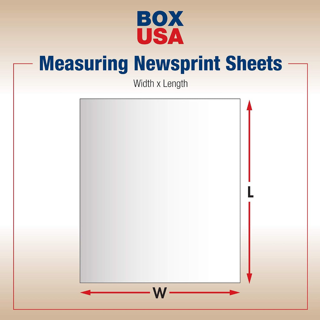 Newsprint Packing Paper Sheets, 36" Length x 24" Width, 100% Recycled, Case Of 800, White, Great For Moving, Storing