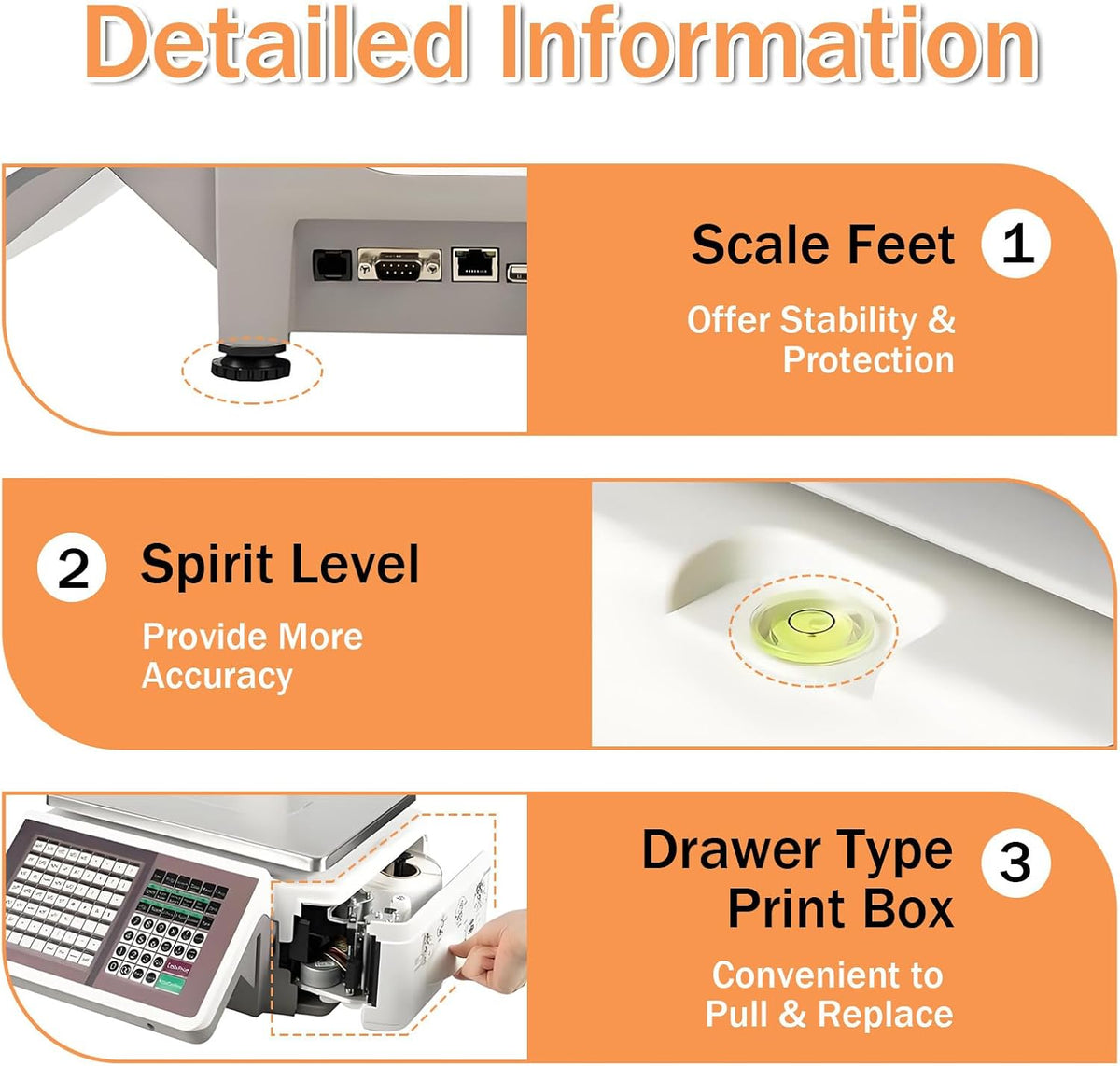 Commercial Digital Price Computing,Scale with Label Printer,Pole Display 66lb Weighing Range for Supermarket, Deli