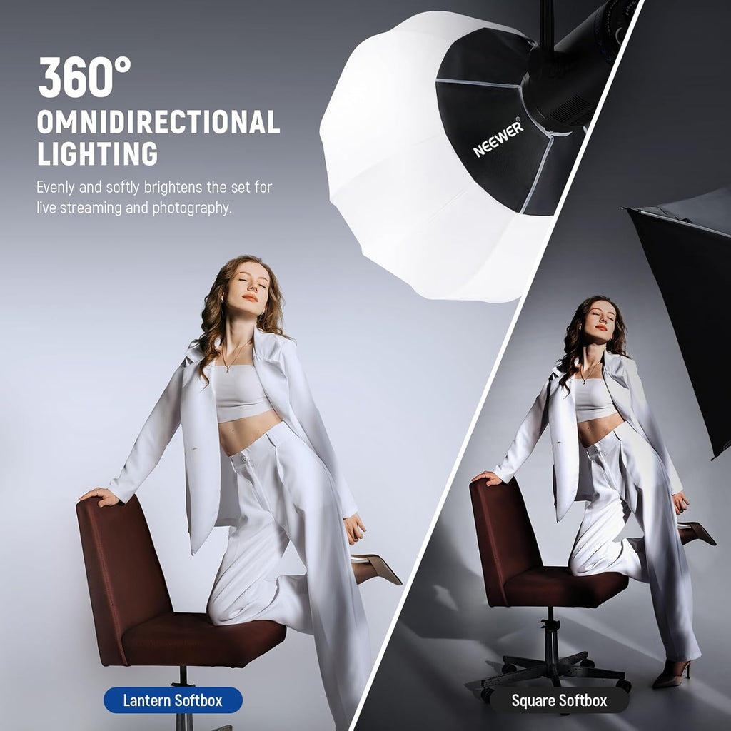 Basics Lantern Softbox, 26" Quick Release 360° Light Diffuser Bowens Mount Nylon Alloy Soft Box for Continuous