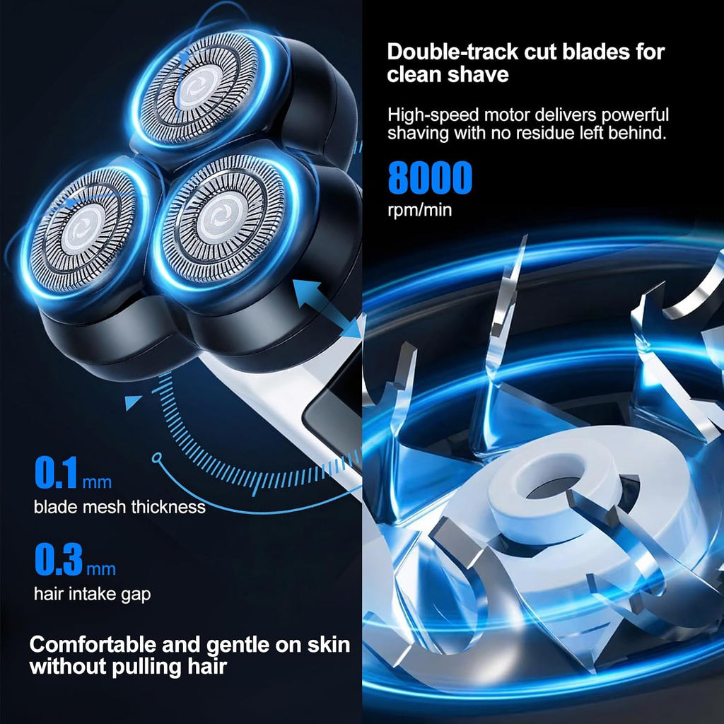 5-Pack Electric Rotary Shavers for Men 3D Floating Head Rotary Razor USB-C Rechargeable Easy Clean Magnetic Head