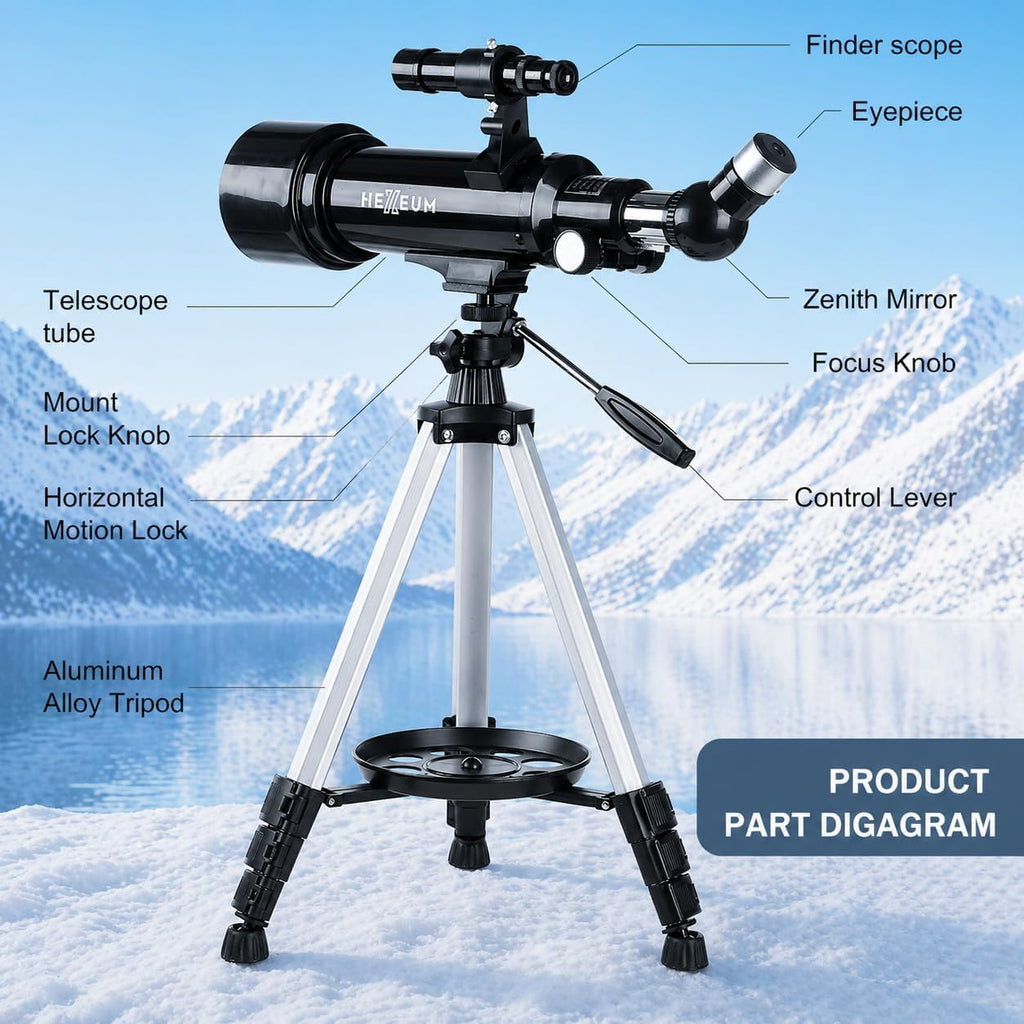 70mm 500mm Telescope for Kids & Beginners, AZ Mount Moon Viewing | 70mm 500mm telescope for kids and beginners; fully