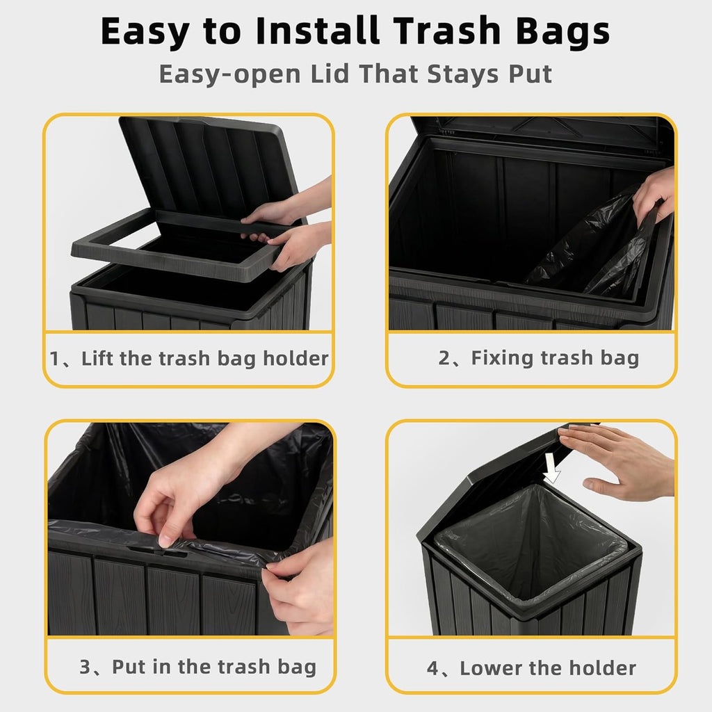 32 Gallon Outdoor Trash Can with Lid, Waterproof Garbage Can Bin | Resin Waster Container Bin For Patio, Garden