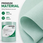 Cleanroom Wipes Roll, 10x12" 500 Sheets Green, Cellulose Polyester