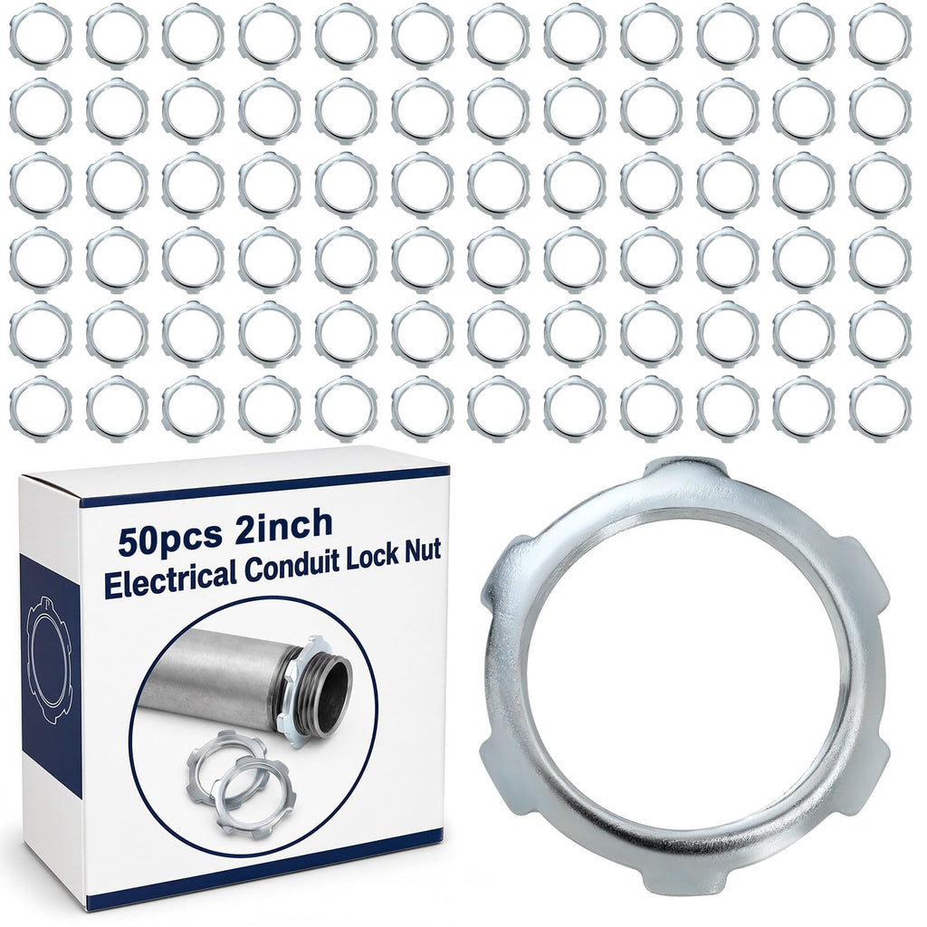 Yaocom 50 Pcs Electrical Conduit Lock Nut Rigid Lock Nut, 2 Inch
