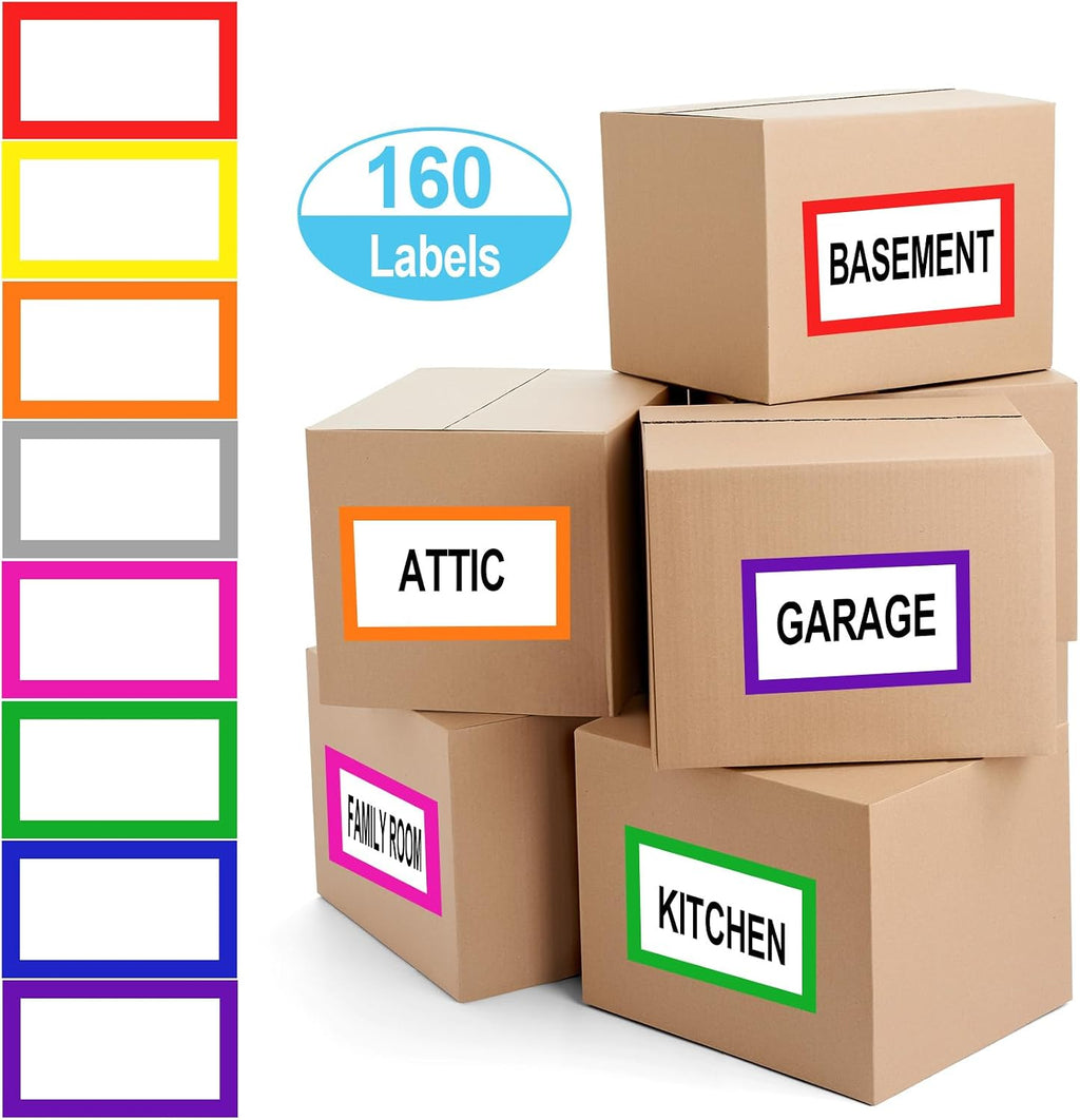 6 x 4 inch Large Moving Labels for Boxes, Blank Moving Boxes Labels Stickers, 160pcs 8 Color Coded Moving Stickers