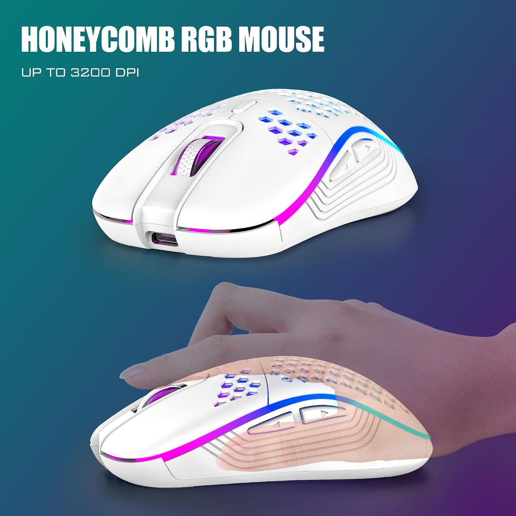 K84 Wireless Keyboard and Mouse Combo, Rainbow Backlit Rechargeable Battery, 75% Layout TKL Ultra Compact Gaming