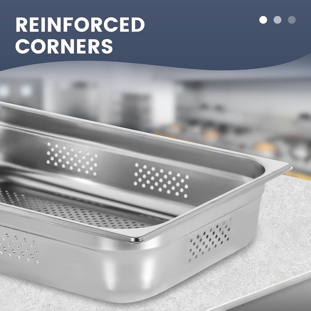 1/3 Size 4" Deep Perforated Steam Table Pan, NSF Hotel Pan