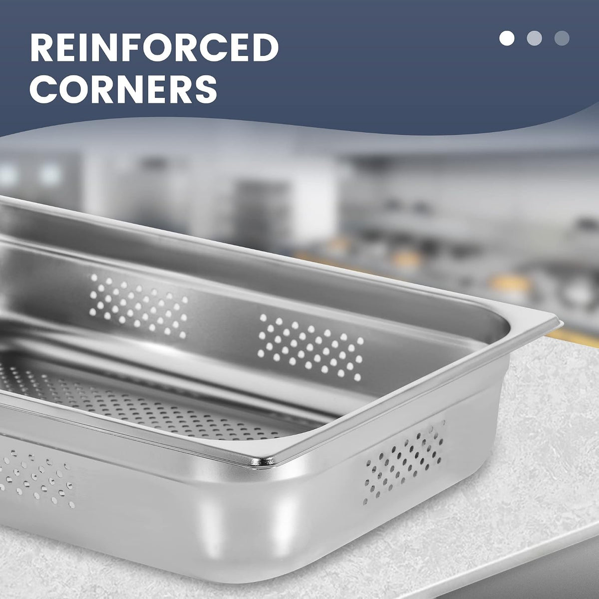 1/3 Size 4" Deep Perforated Steam Table Pan, NSF Hotel Pan