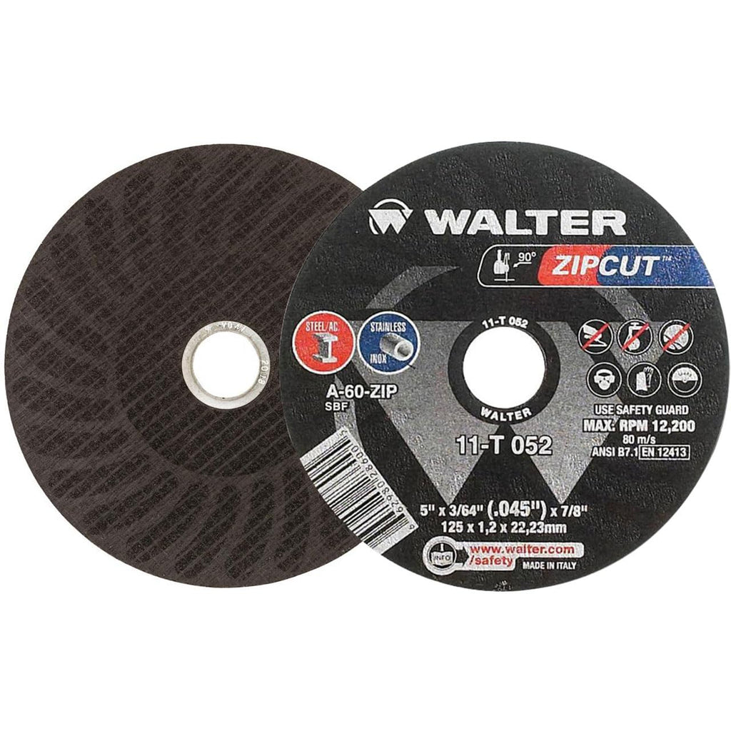 Walter 11T052 5x3/64x7/8 Zip Performance Cut-Off Wheels Type 1 A60 Grit, 25 Pack