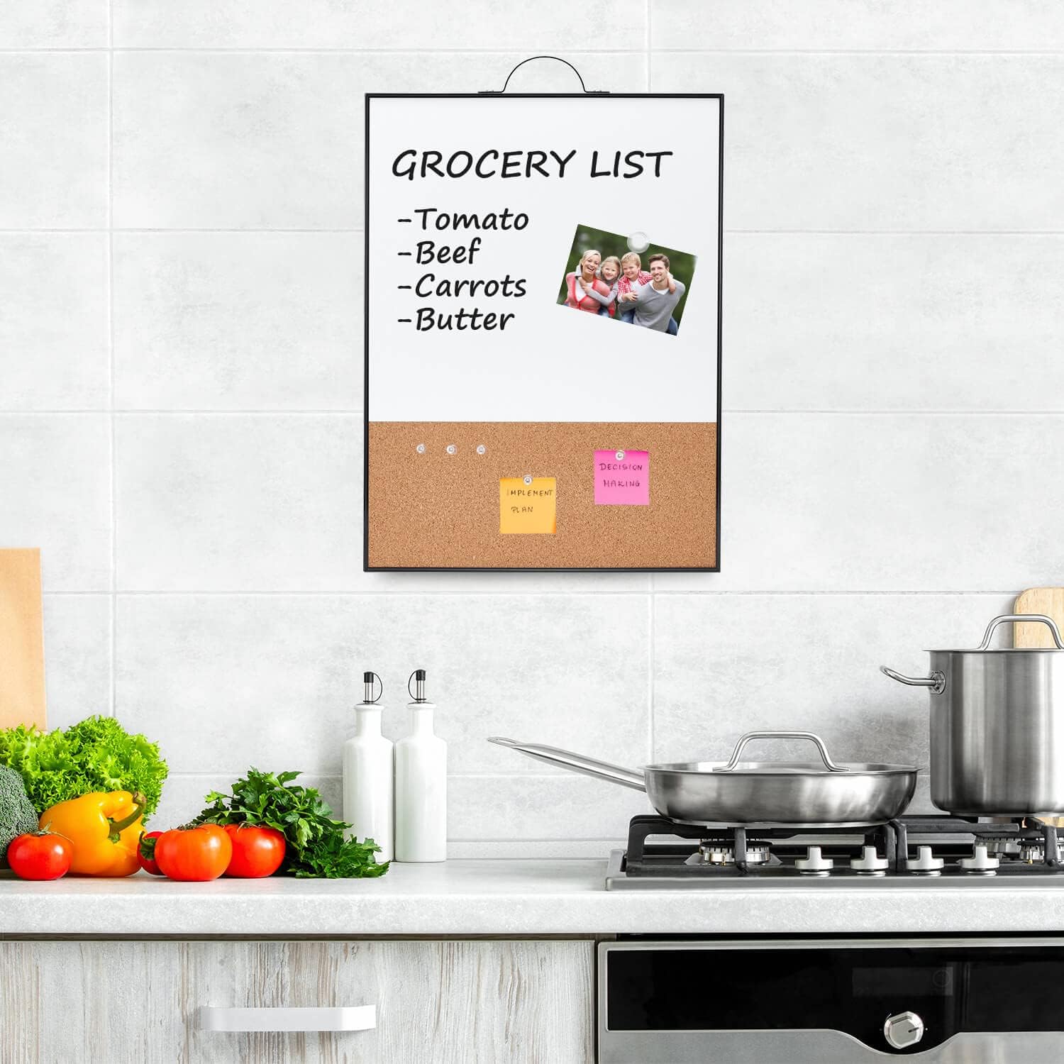 Small Whiteboard Cork-Board - 16" X 12" Portable Aluminum Black Framed Magnetic Dry Erase Board, Small Bulletin Cork