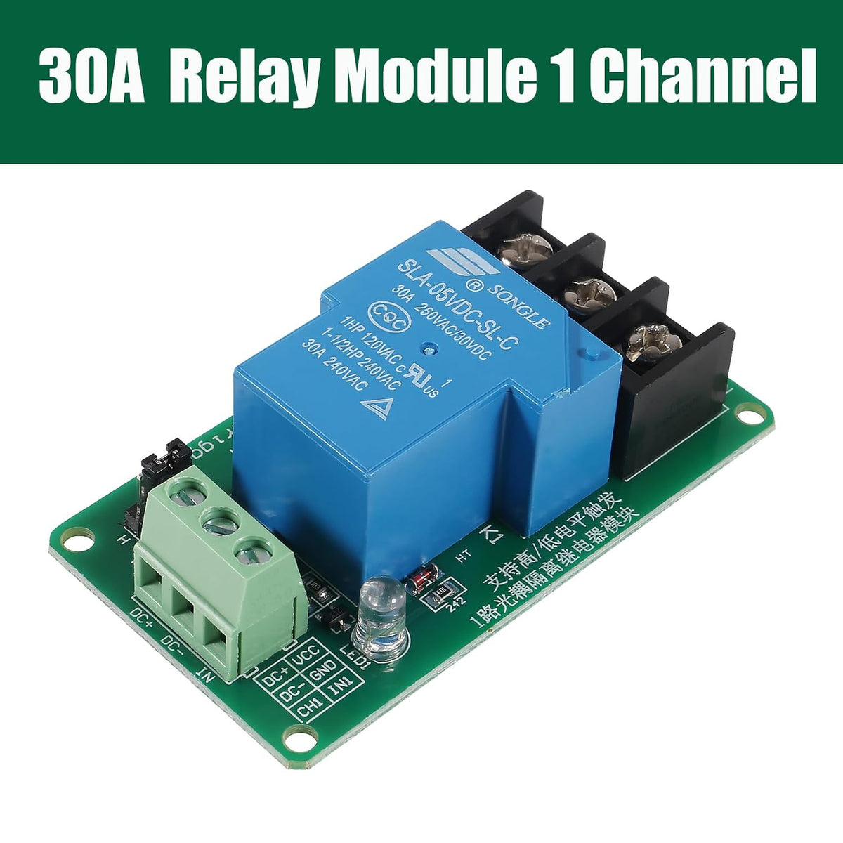 DIANN 2pcs 5V 30A 1-Channel Relay Module High Low Level Trigger with Optocoupler Isolation Load for PLC Automation Equipment Control Industrial Control