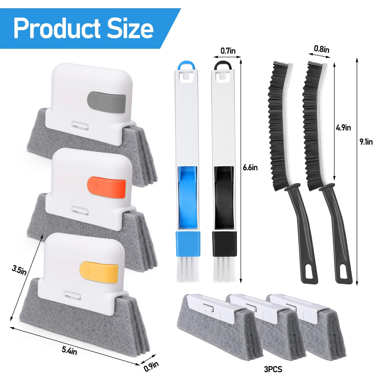 Window Track Cleaner Set, Window Groove Cleaning Brush Tools, 7PCS
