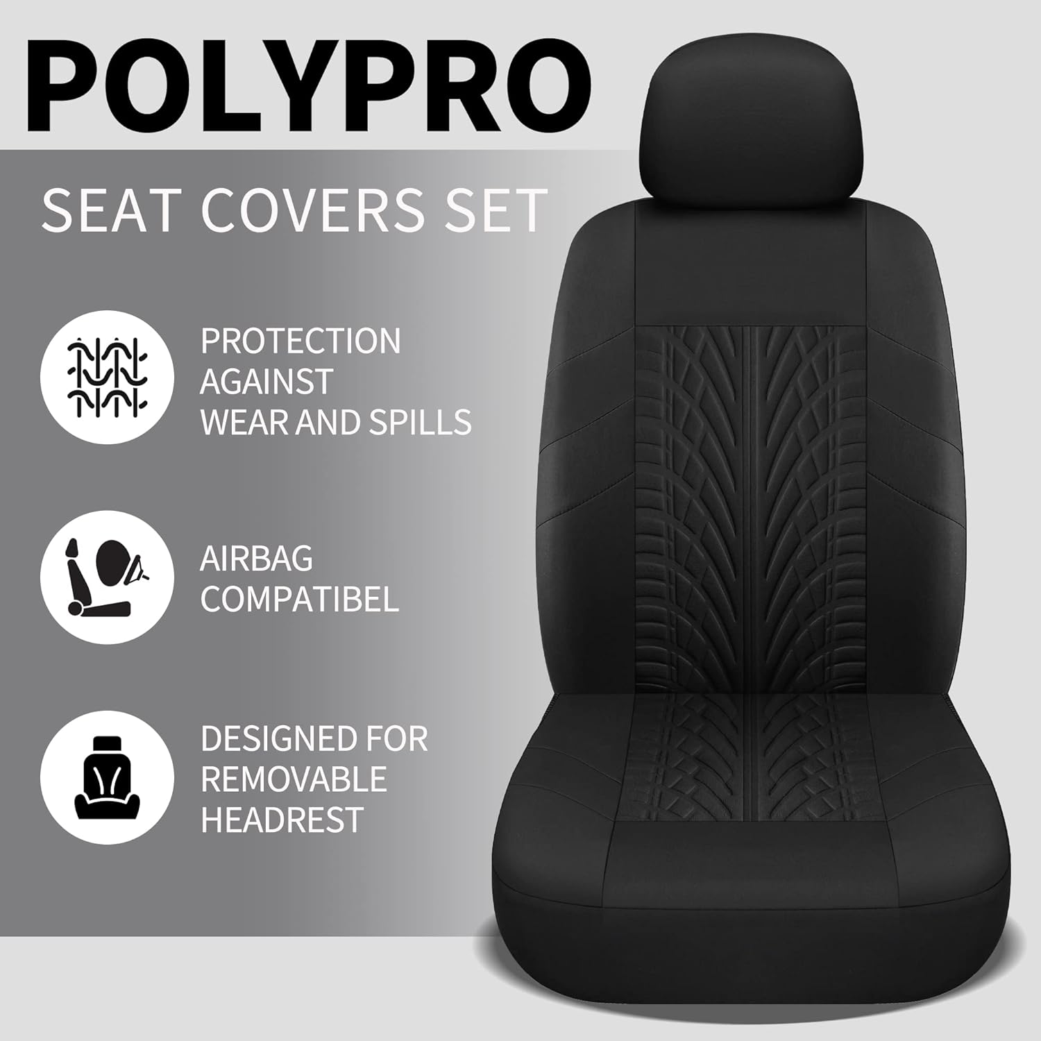 Car Seat Covers Full Set, Washable and Breathable Premium Cloth Automotive Vehicle Seat Cover for Car Interior