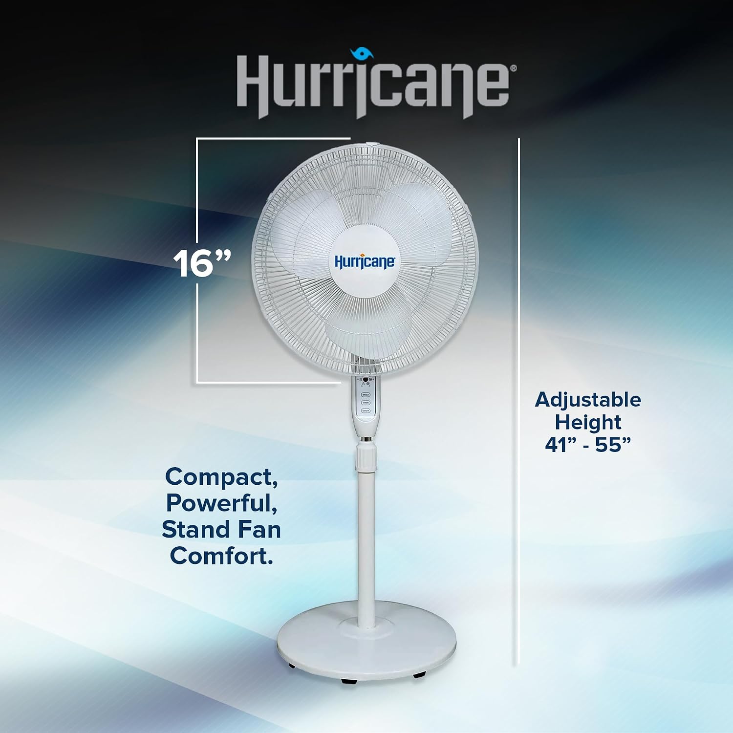 Supreme Oscillating Pedestal Fan w/Remote for Home, White, 16 in | Standing Electric Air Cooling Unit for Indoor
