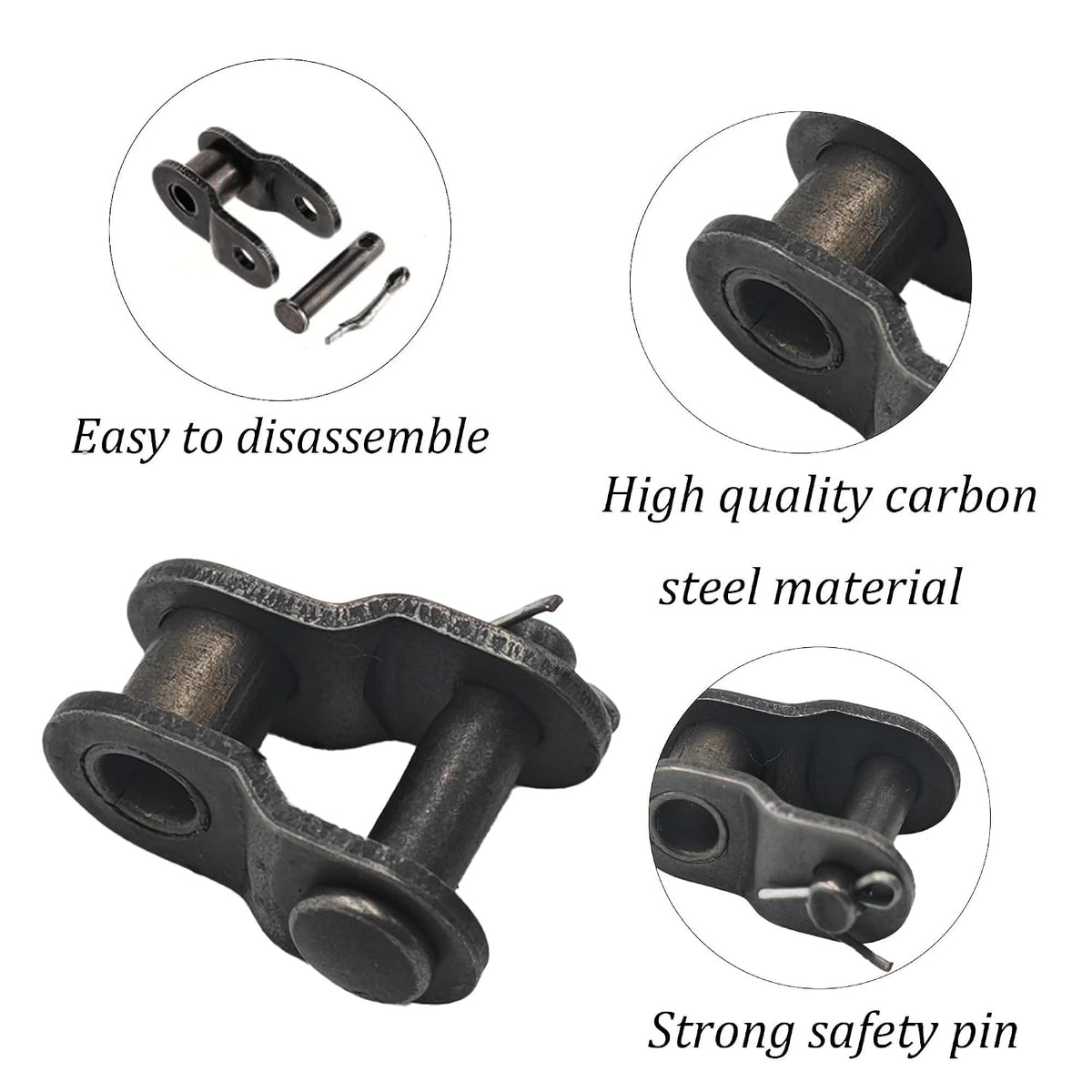 8Pcs Roller Chain Offset Link #35, Half Link Roller Chain, Carbon Steel Crank Link, Standard Chain End Split Links for Industrial and Mechanical Applications