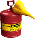5 Gallon Type I Red Safety Gas Can for Gasoline with Flame Arrester, Self-Closing Lid, and Funnel, Made in the USA