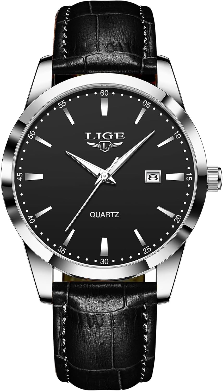 Watches for Men Waterproof Analog Dress Vintage Chronograph Analog Casual Leather Stainless Steel Unique Quartz