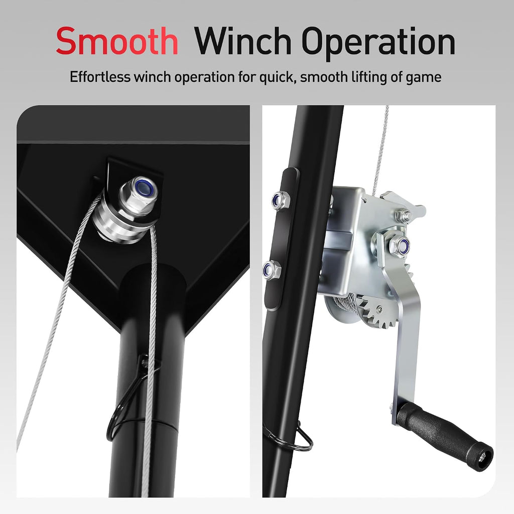 Tripod Game Hoist, 500 LBS Deer Skinning Rack Stand with Gambrel