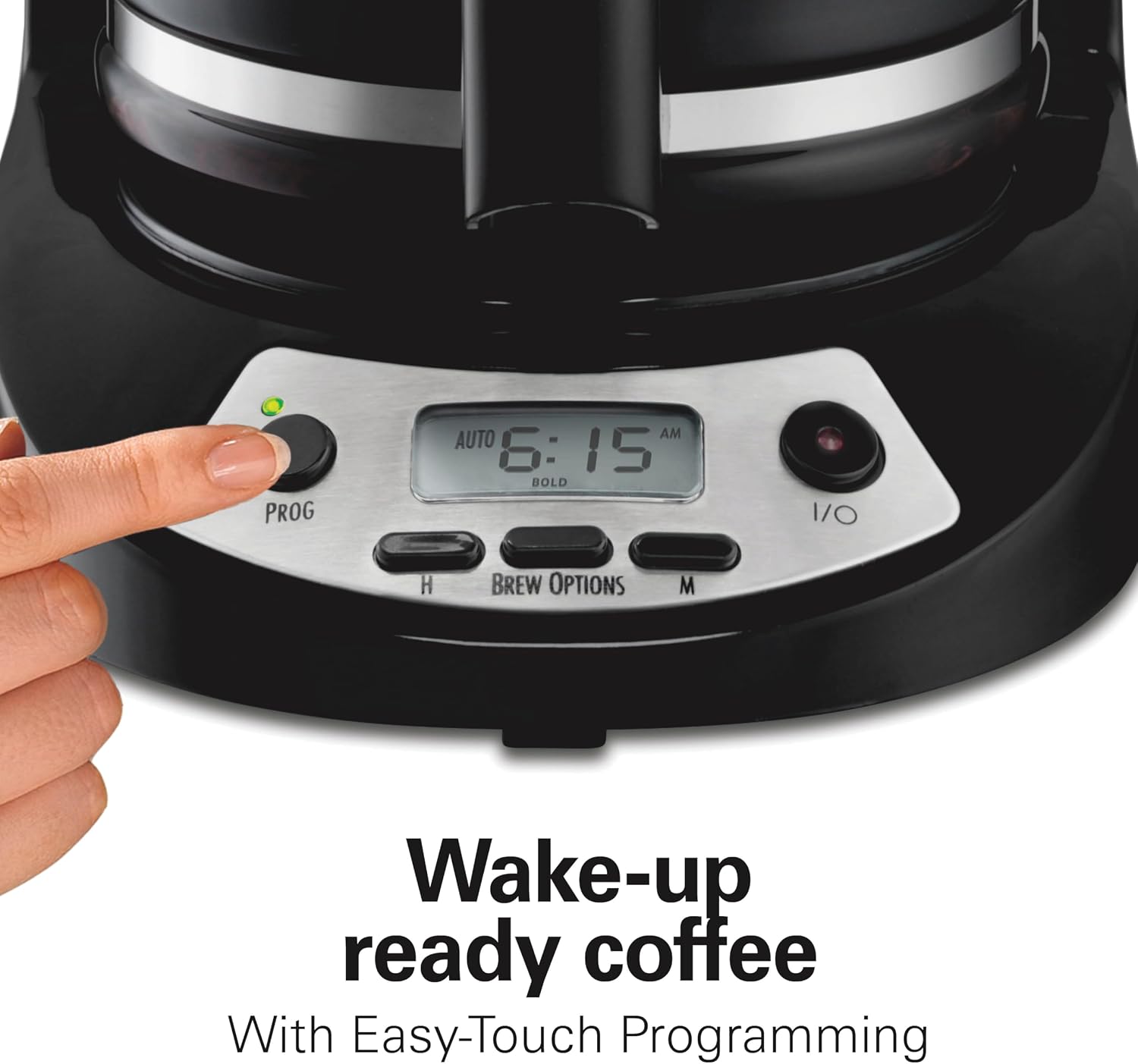 12 Cup Programmable Drip Coffee Maker | Regular & Bold Brew Options | Auto Pause and Pour | Glass Carafe | Black with
