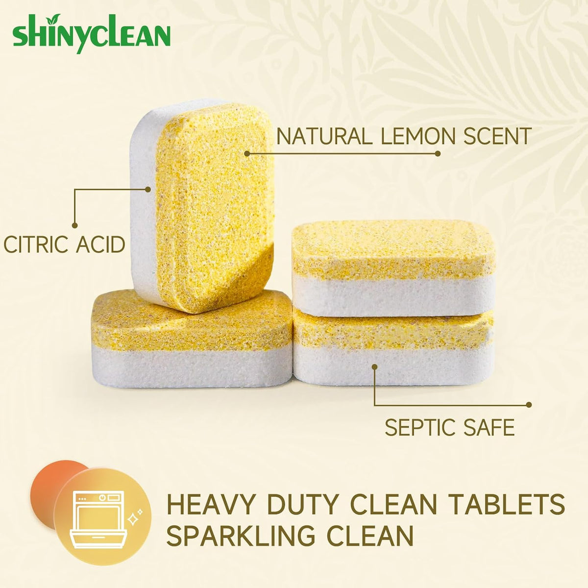 Heavy Duty Dishwasher Cleaner & Deodorizer Tablets, 20g*12 Pack