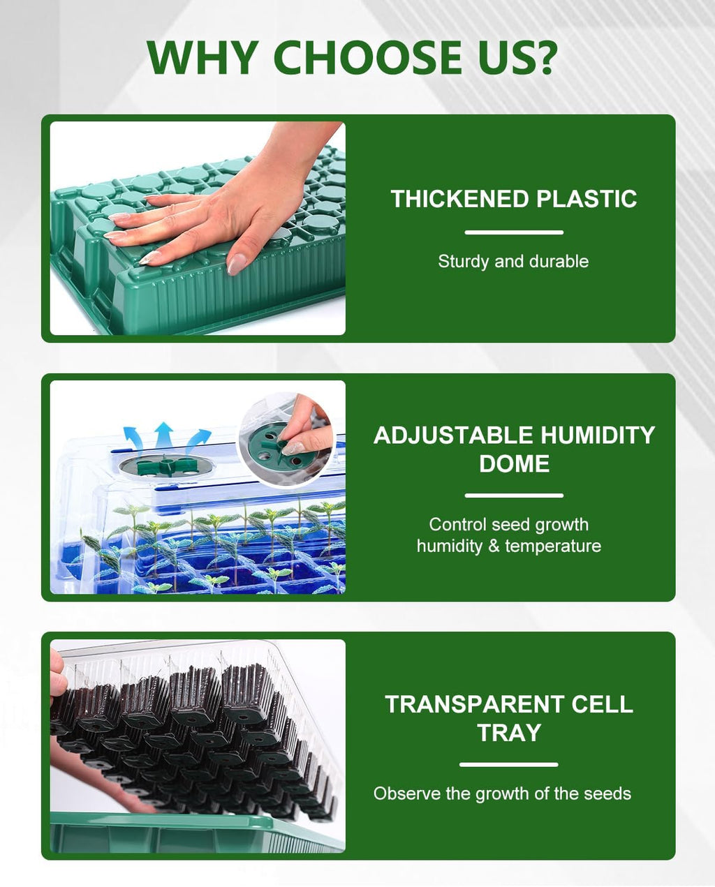 40 Cell Seed Starter Kit with Grow Light and Graphene Heating Mat, Reusable Seed Starter Tray with Higher