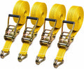 Ratchet Straps Heavy Duty, 8000 LBS Break Strength Ratchet Strap Tie Down, 2” x 20ft Black Tie-Down Ratcheting Cargo