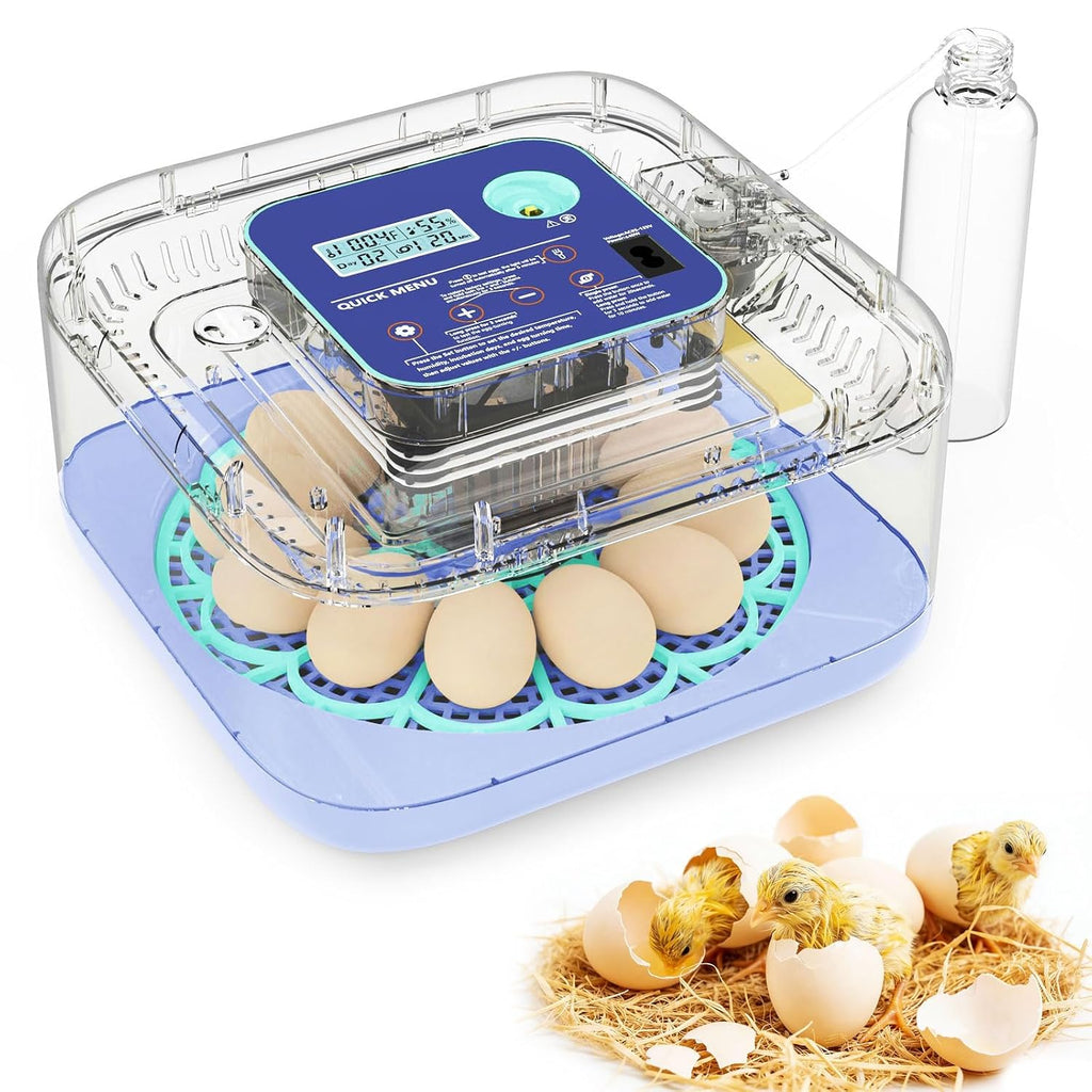 Incubators for Hatching Eggs, Smart Egg Incubator with Humidity & Temp Control and Auto Turner, 360° View Incubadora
