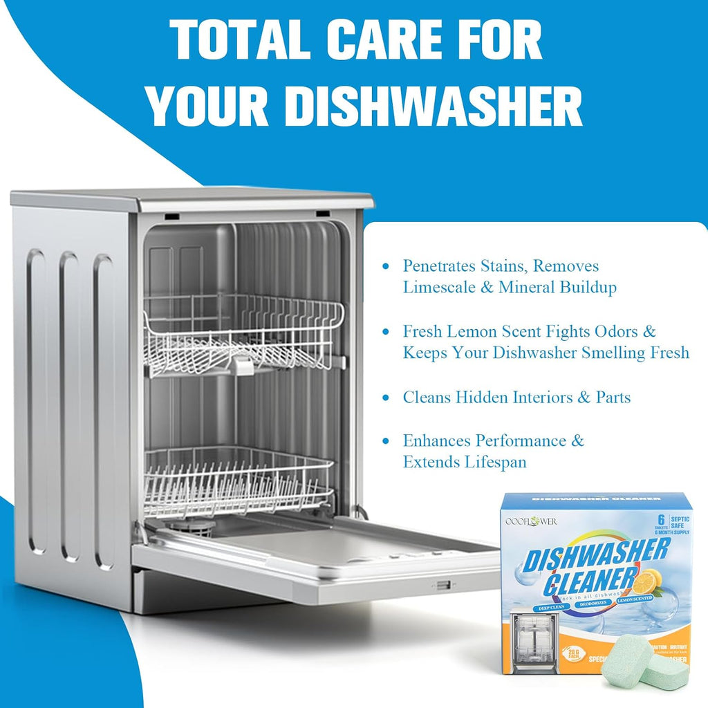 Dishwasher Cleaner and Deodorizer Tablets-6 Pack